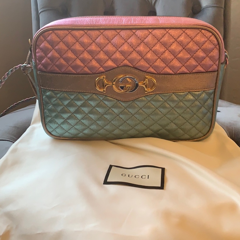 Gucci Pink & Blue Metallic Trapuntata
